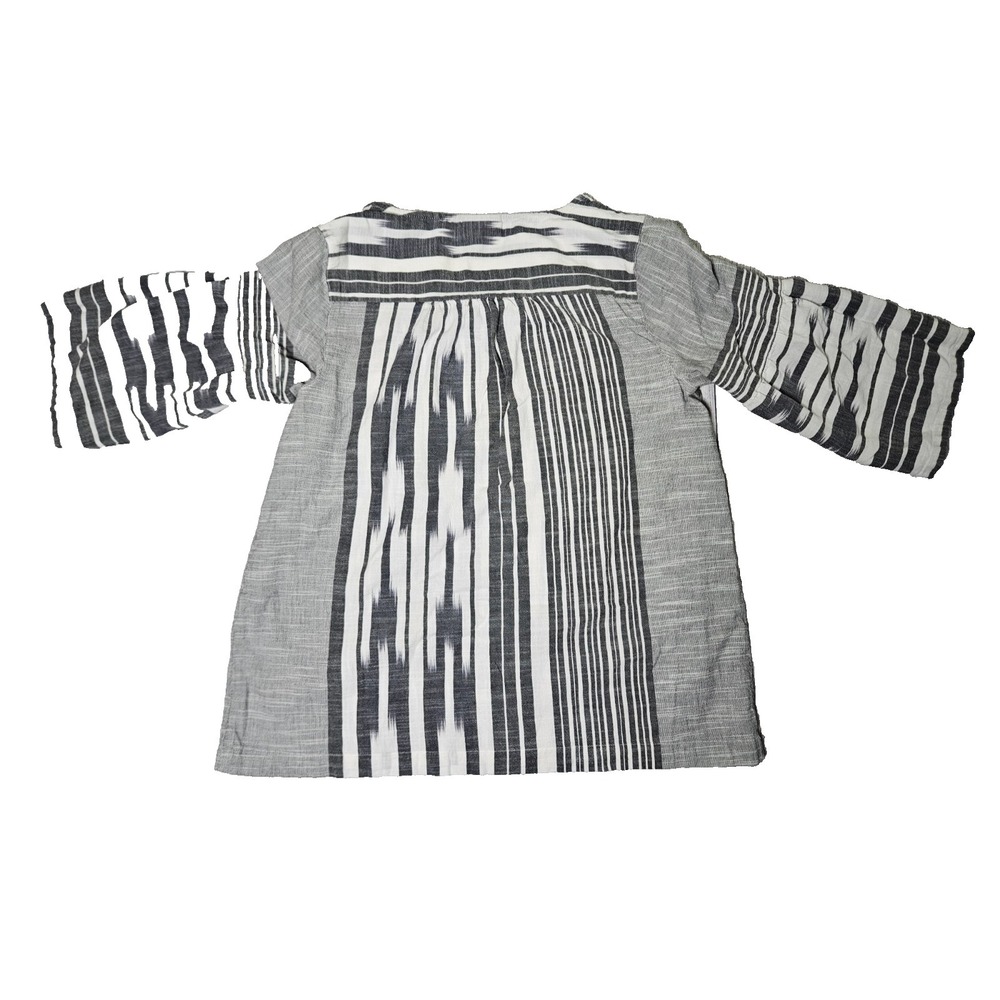 Pure Jill Tunic Top Womens Small Gray Striped Cotton Lightweight Boho Lagenlook - Picture 6 of 6